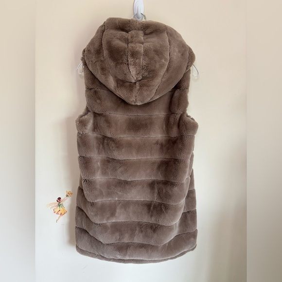 Rachel Zoe Teddy Jacket - Tan Size S Sleeveless Faux Fur - Picture 2 of 8